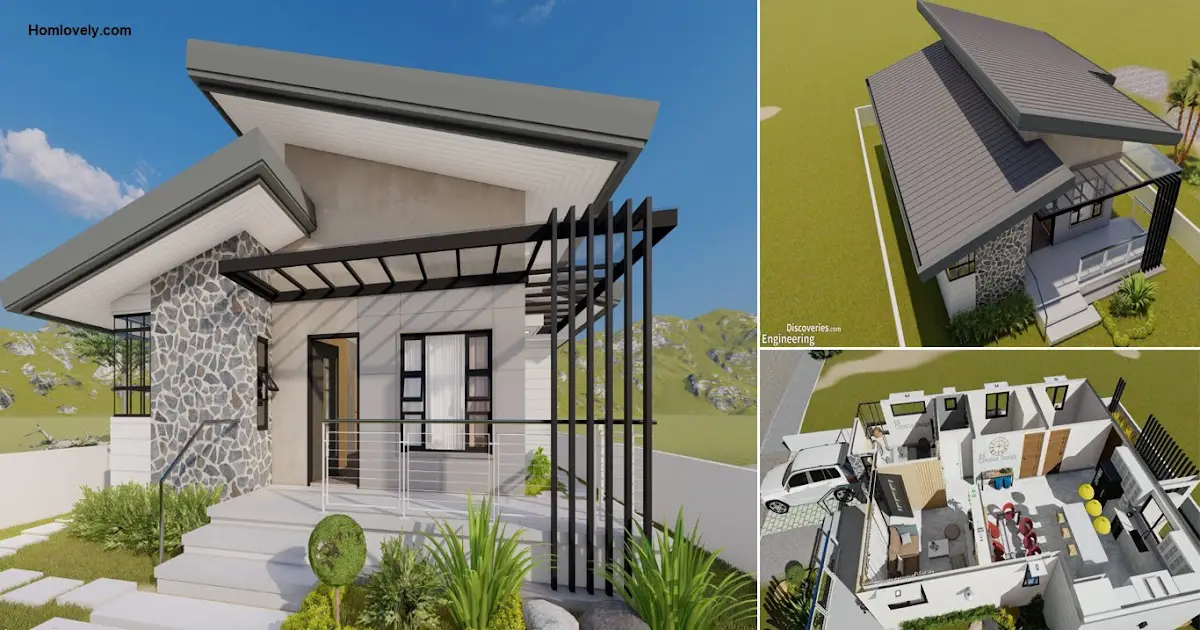 Small Modern Bungalow House Design with 3 Bedroom ~ Homlovely.com