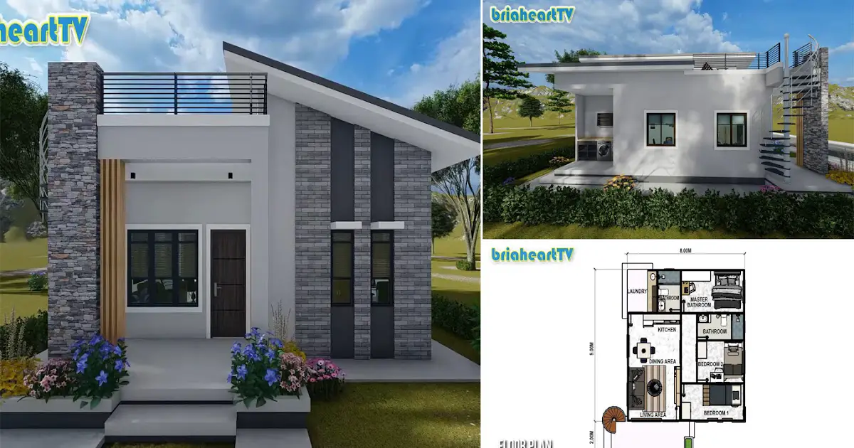 Small Modern House Design with 3 Bedroom and Roof Deck (8x9 M) ~ Homlovely.com