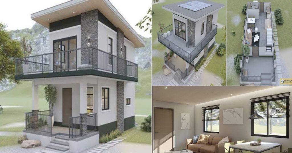 Small Two Storey House Design With Wraparound Balcony ~ » HouseDesigns