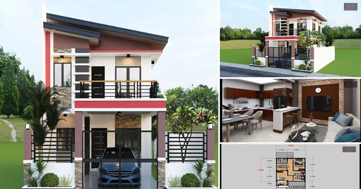 Small but Stunning 6 x 6 m 2-Storey House Design and Floor Plan ~ Homlovely.com