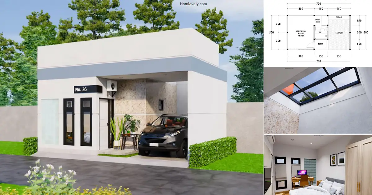 Super Minimalist and Small House Design in 7 x 5 M with Flat Roof ~ Homlovely.com