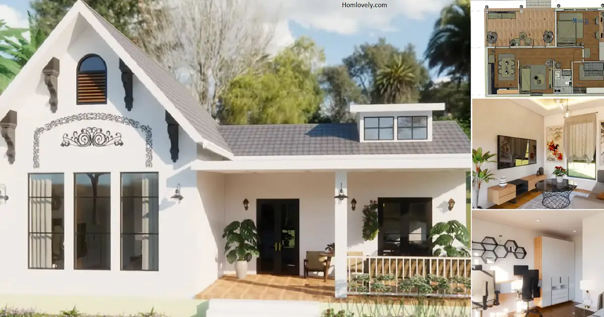 Super Simple Farmhouse Idea with 2 BEDROOMS (Floor Plan) ~ Homlovely.com