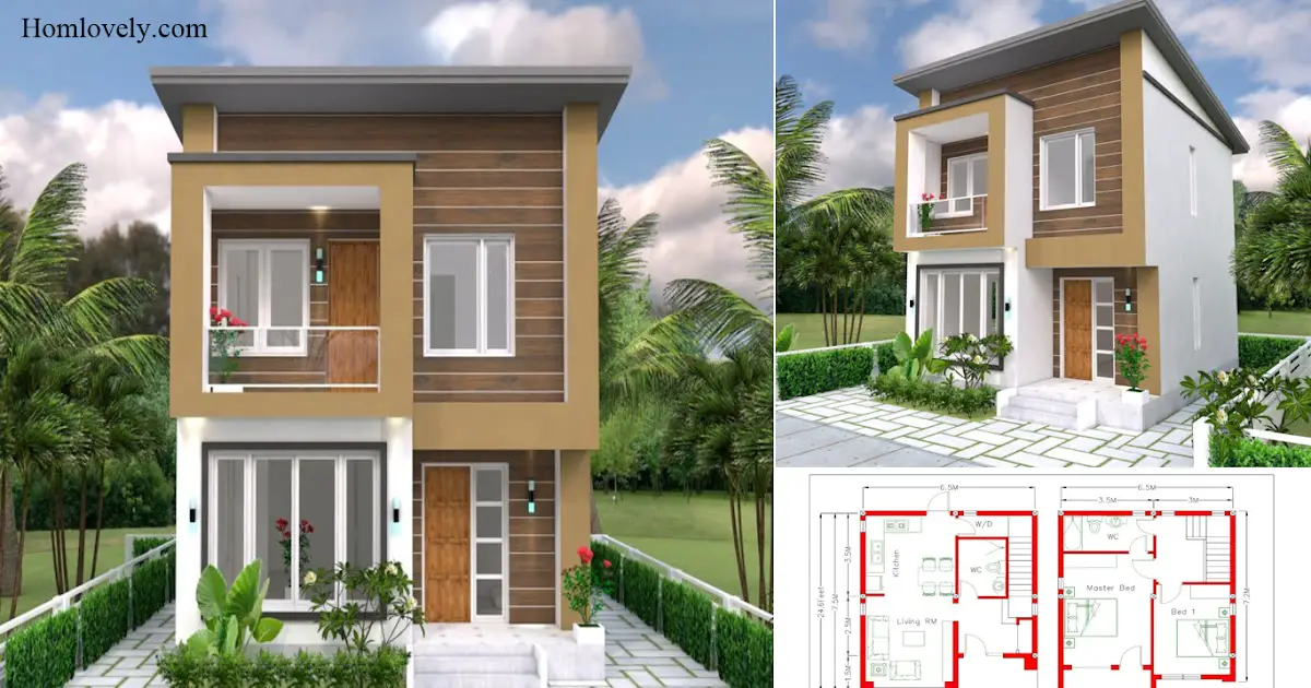 Two Storey Small House | Low Budget House Design 6 x 7 M ~ Homlovely.com