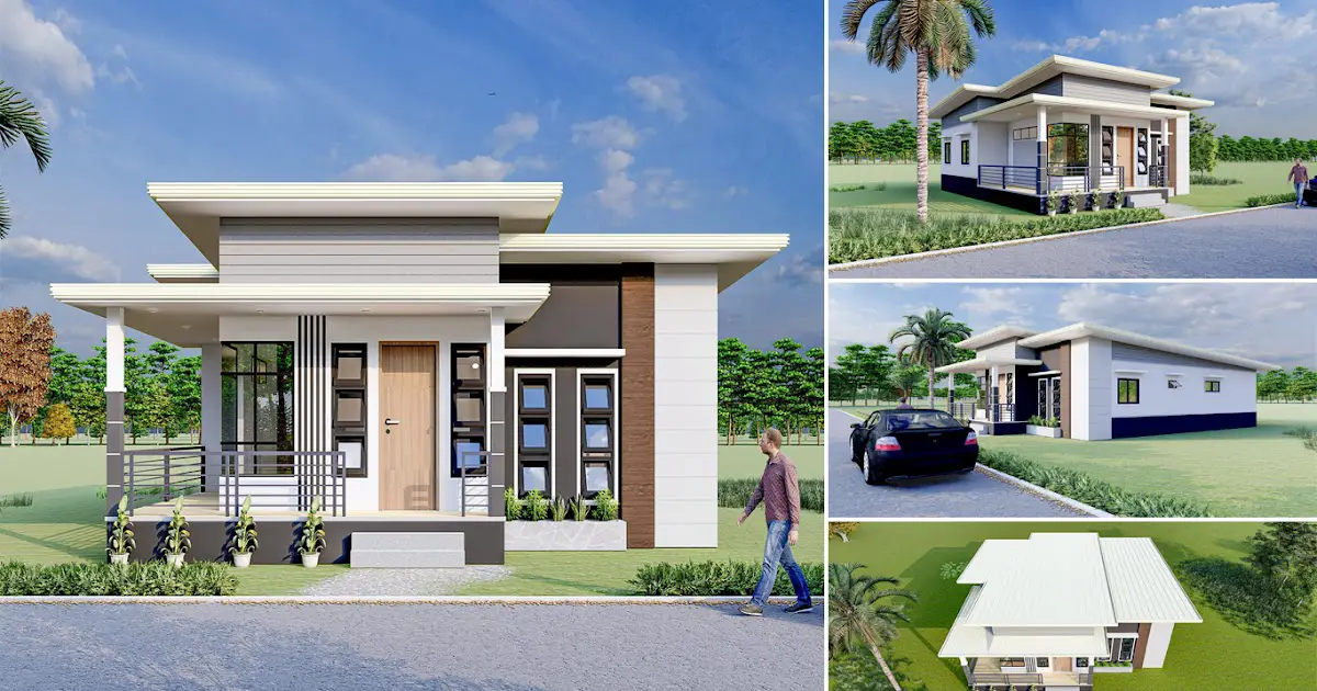 100 sqm Small House Design with 3 Bedrooms ~ Homlovely.com