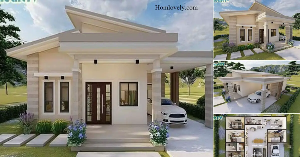 11 x 11 M Pretty Bungalow House Design With 4 Bedrooms ~ Homlovely.com