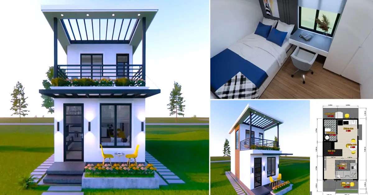 4 x 7 M Minimalist Two Storey Small House Design For Single Or Couple ~ Homlovely.com