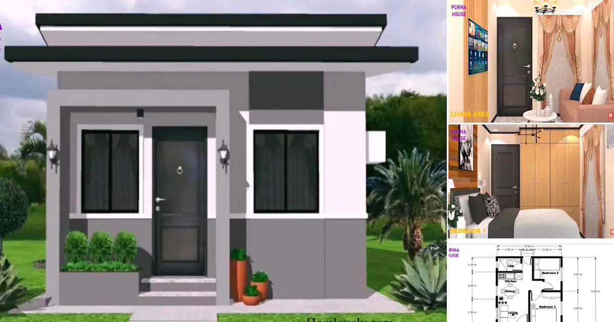5 x 6 M Charming Small House Design With 2 Bedroom ~ Homlovely.com