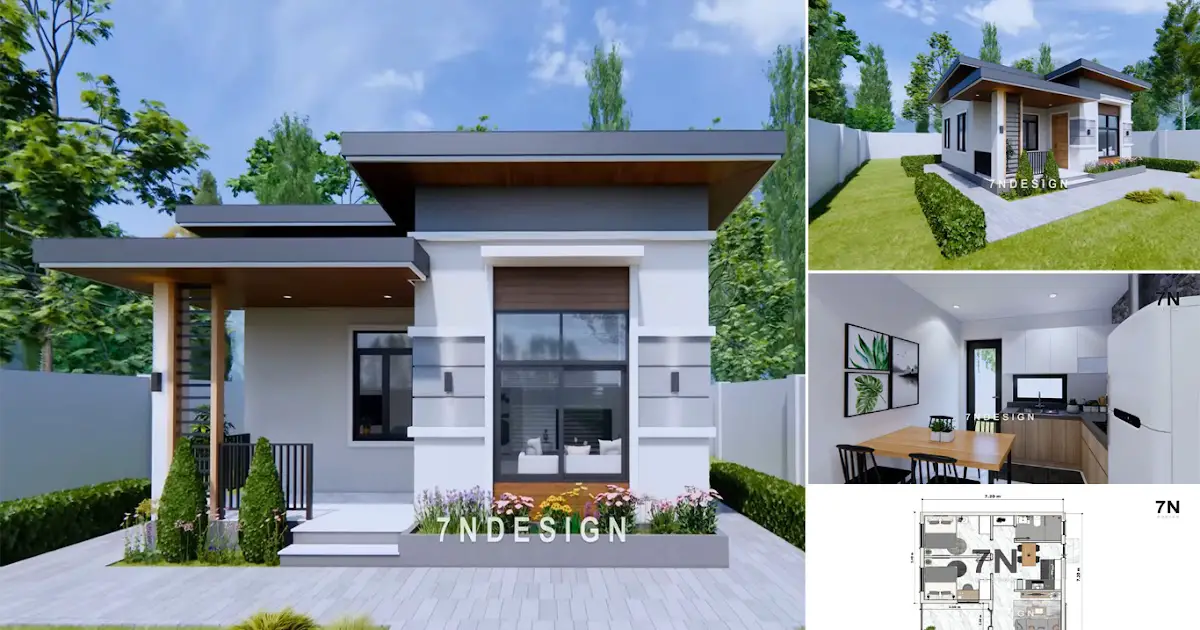 7 x 7 m Small House Design and Plan with 2 Bedroom ~ Homlovely.com