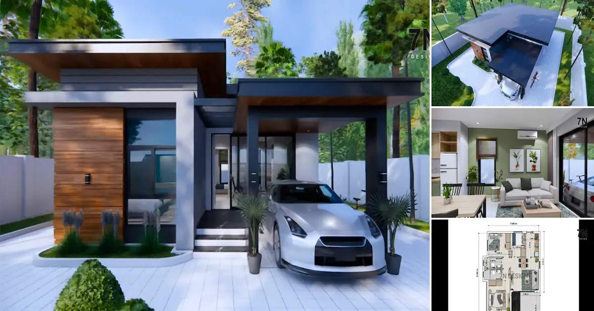 7 x 9 m Small House Design with 3 Bedrooms ~ Homlovely.com