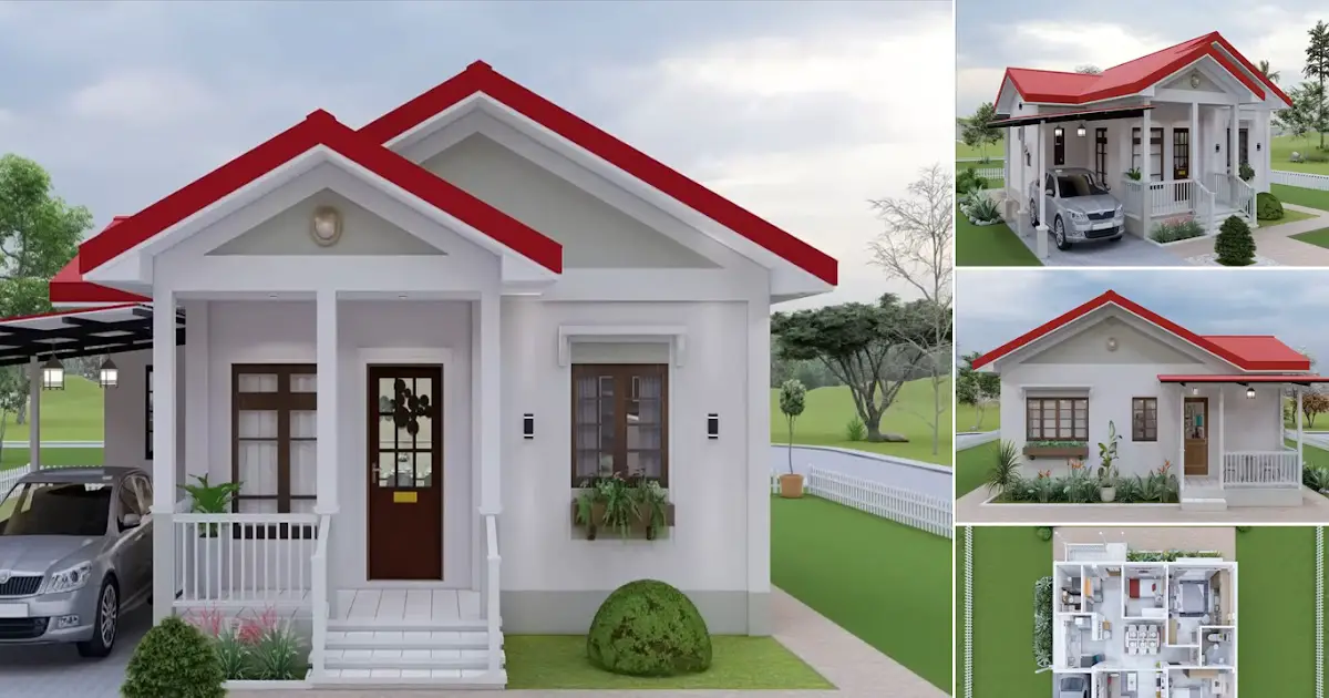 9 x 8 m Pretty House Design with 3 Bedrooms ~ Homlovely.com