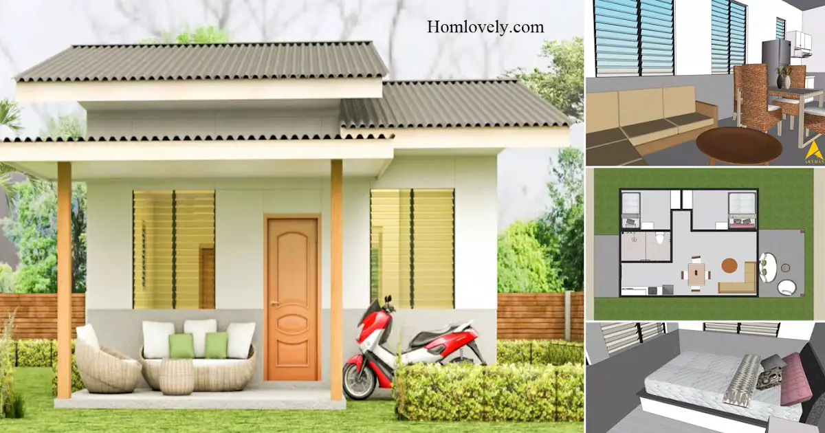 Beautiful Small House Design With 2 Bedrooms + Floor Plan Details ~ Homlovely.com