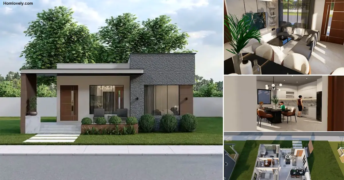 Low Budget Small (8 x 8 m) House Design with 2 Bedrooms ~ Homlovely.com