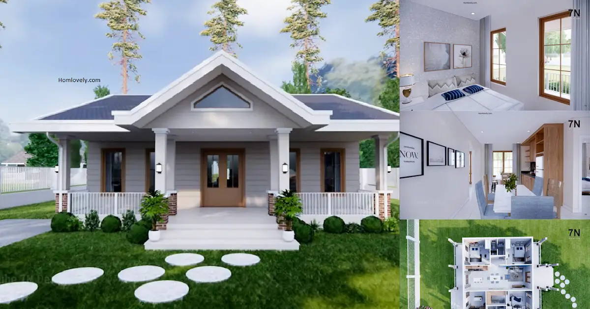 Pretty House Design (9 x 10 M) + 3 BEDROOMS ~ Homlovely.com