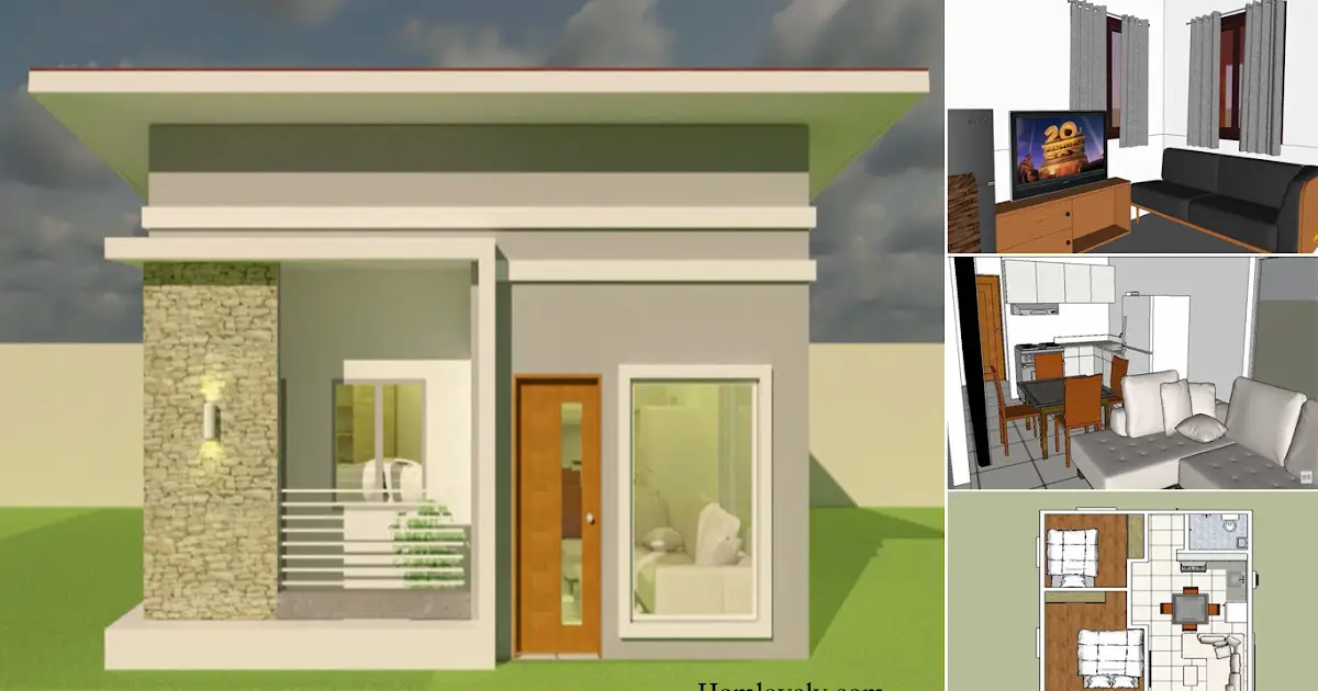 Pretty Tiny House Design With 2 Bedroom + House Plan ~ Homlovely.com