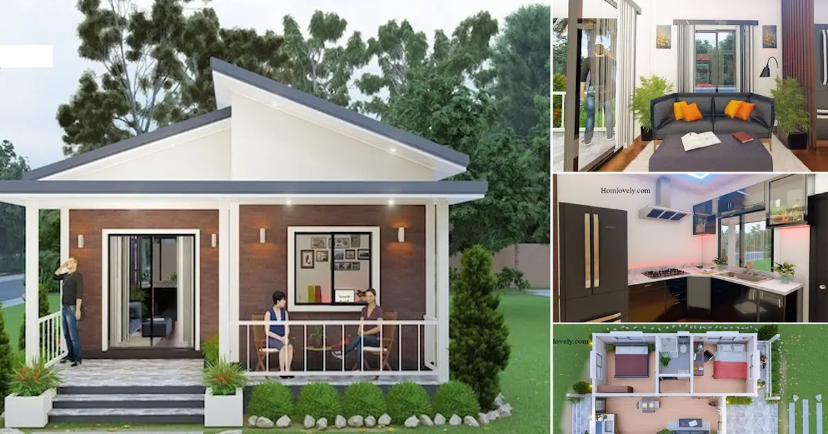 Small But Pretty House Design With 2 Bedroom + Floor Plan ~ Homlovely.com