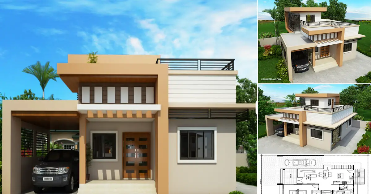 137 sqm Small House Design with Roof Deck ~ Homlovely.com