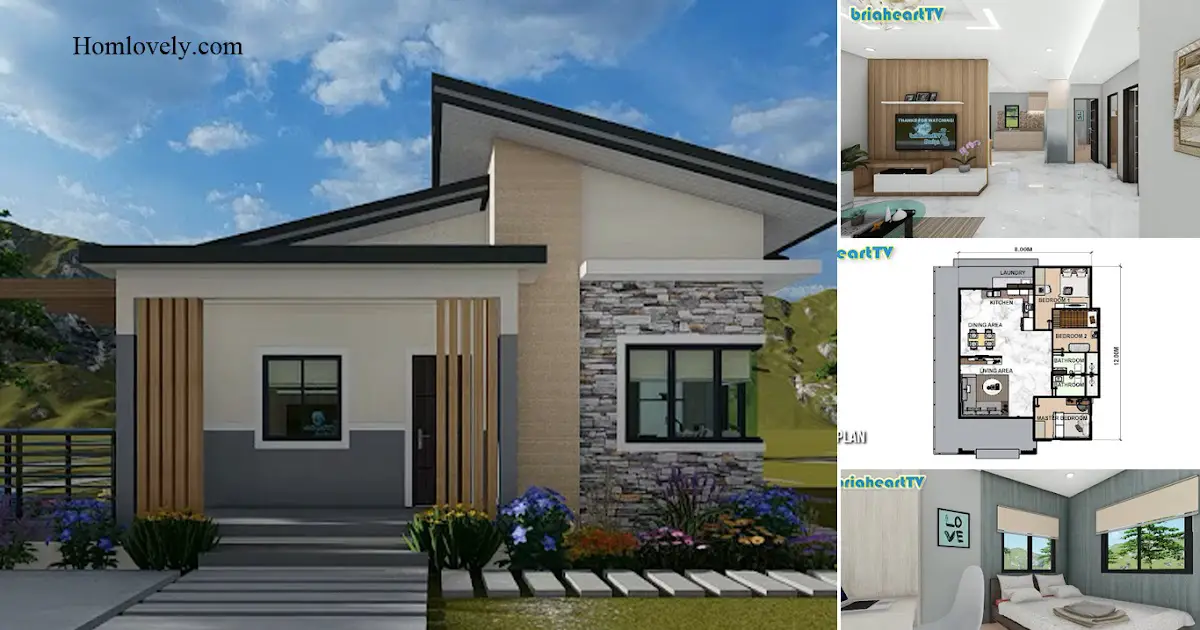 3 Bedroom - Pretty Small House Design In 8 x 12 M (Free House Plan) ~ Homlovely.com