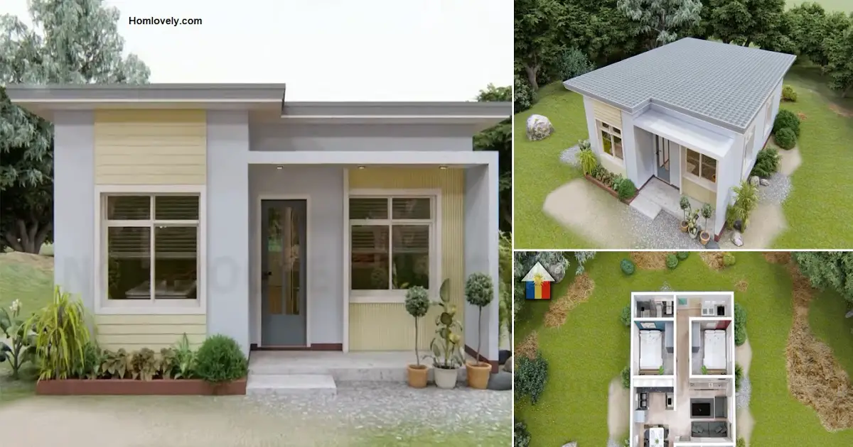 55 sqm Minimalist House Design with 2 Bedrooms ~ Homlovely.com