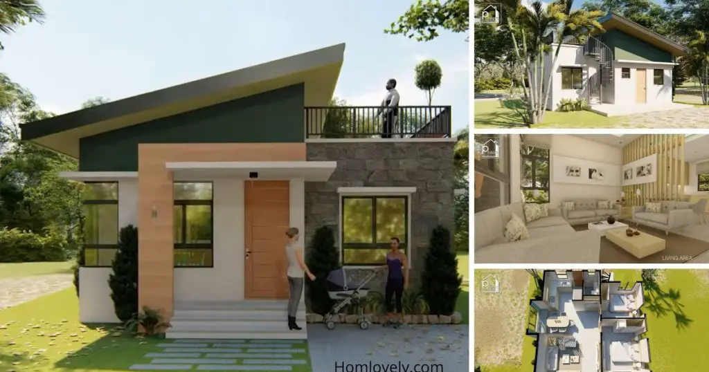 64sqm Small House Design with ROOF DECK » HouseDesigns