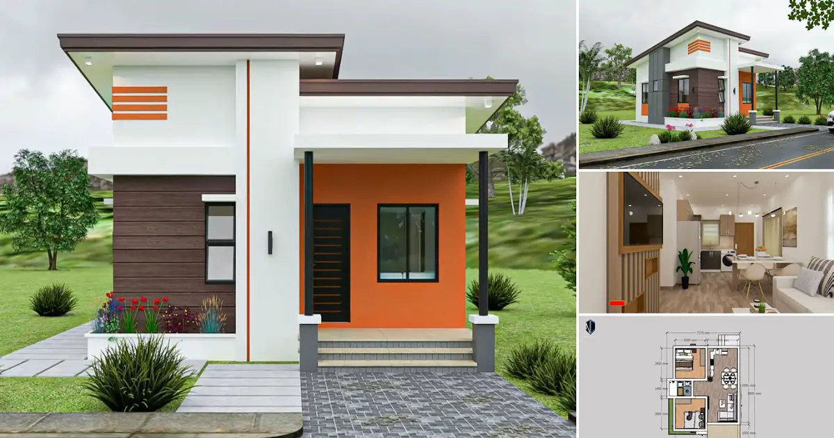 7 x 8 m Simple but Pretty House Design with 2 Bedrooms ~ Homlovely.com