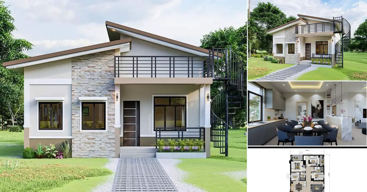 Pretty Small House Design with 3 Bedroom and Roof Deck ~ Homlovely.com