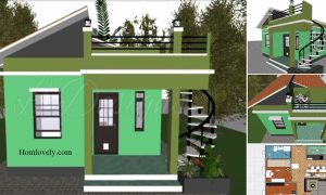 Tiny House Design With 2 Bedroom + Floor Plan (44 SQM) ~ Homlovely.com