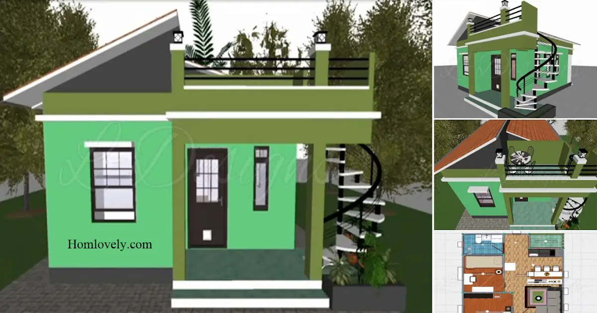 Tiny House Design With 2 Bedroom + Floor Plan (44 SQM) ~ Homlovely.com