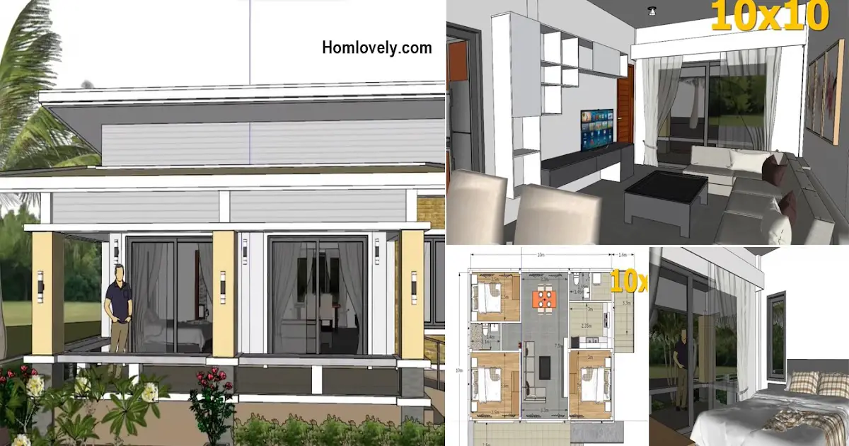 10 x 10 m House Design Idea Plus Floor Plan ~ Homlovely.com