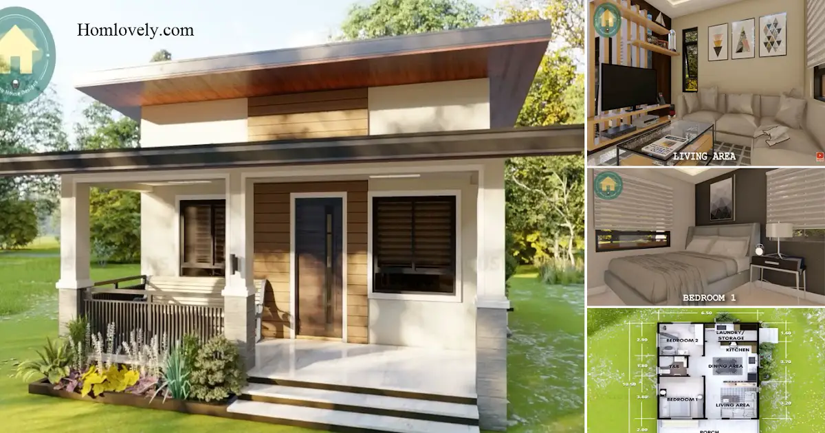 10.5 x 6.5 M Simple Small House Design With 2 Bedrooms ~ Homlovely.com
