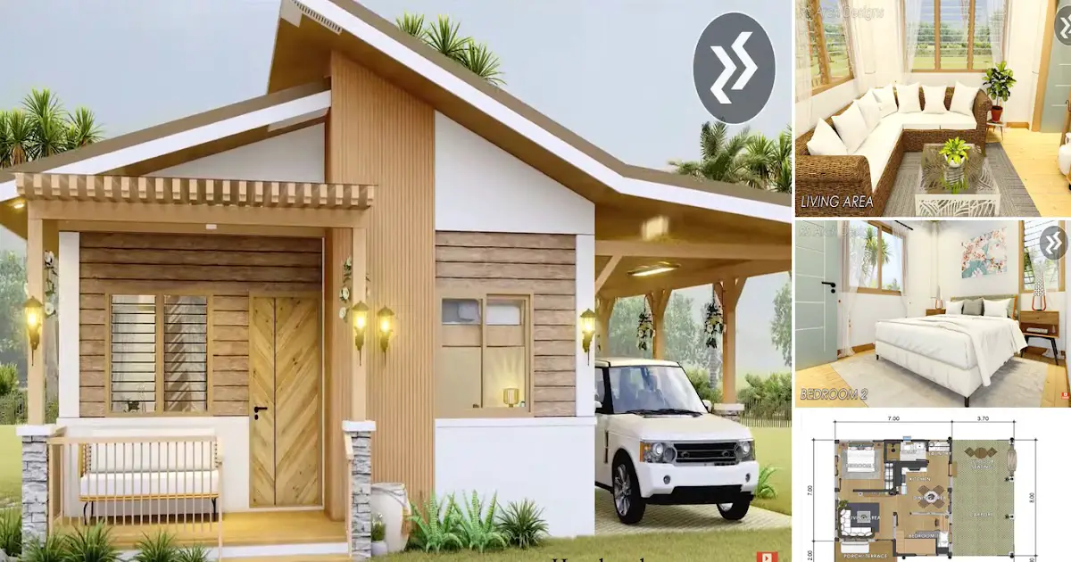 2 BEDROOM - Modern Bahay Kubo House Design In 10.5 x 9 M ~ Homlovely.com