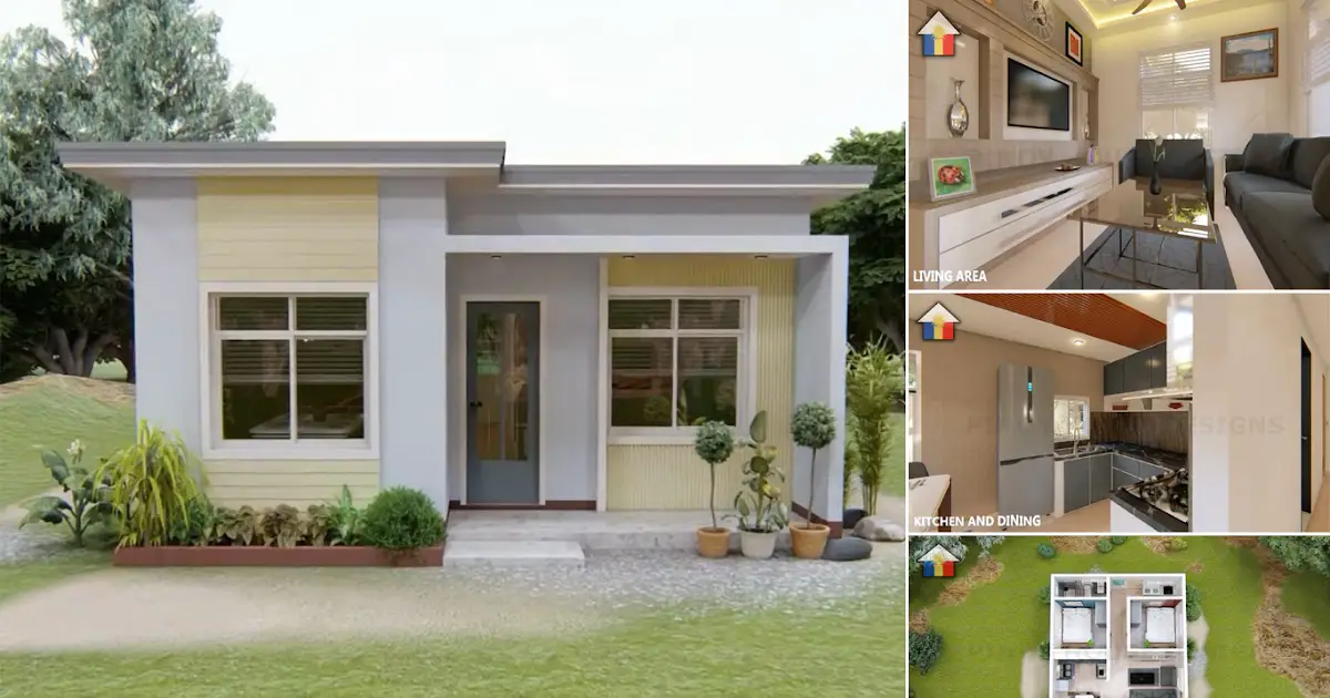 2-Bedrooms 8.5 x 6.5 m Small House Design ~ Homlovely.com