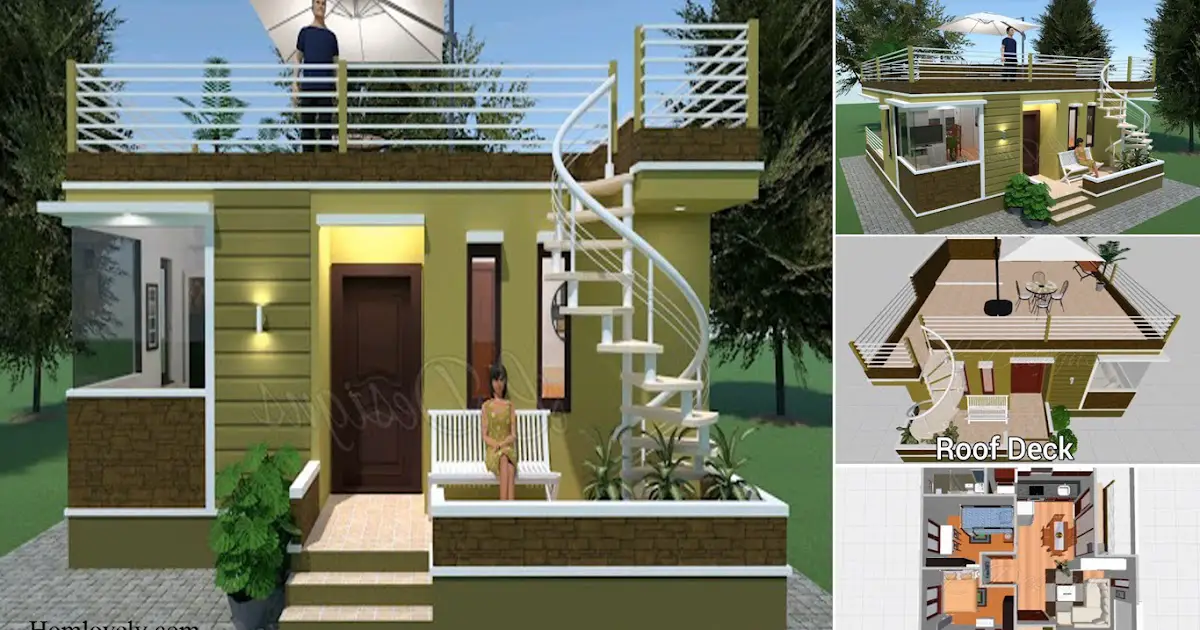 Modern Small House Design With 2 Bedroom + House Plan ~ Homlovely.com