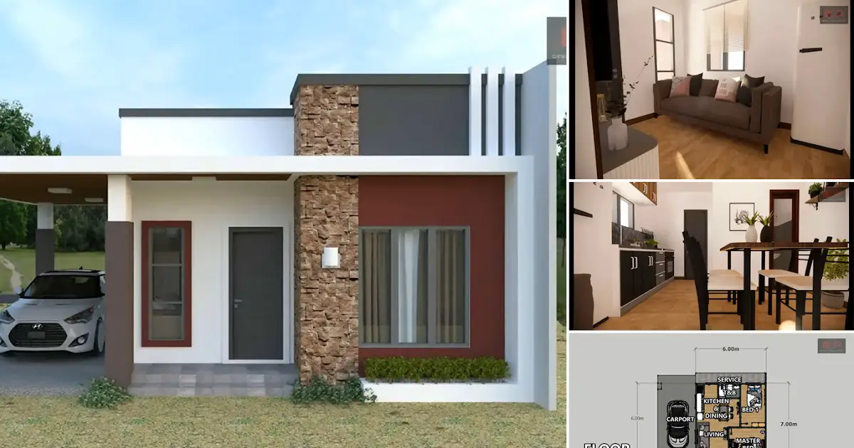 Small House Design with Floor Plan (6 x 7 Meters) ~ Homlovely.com