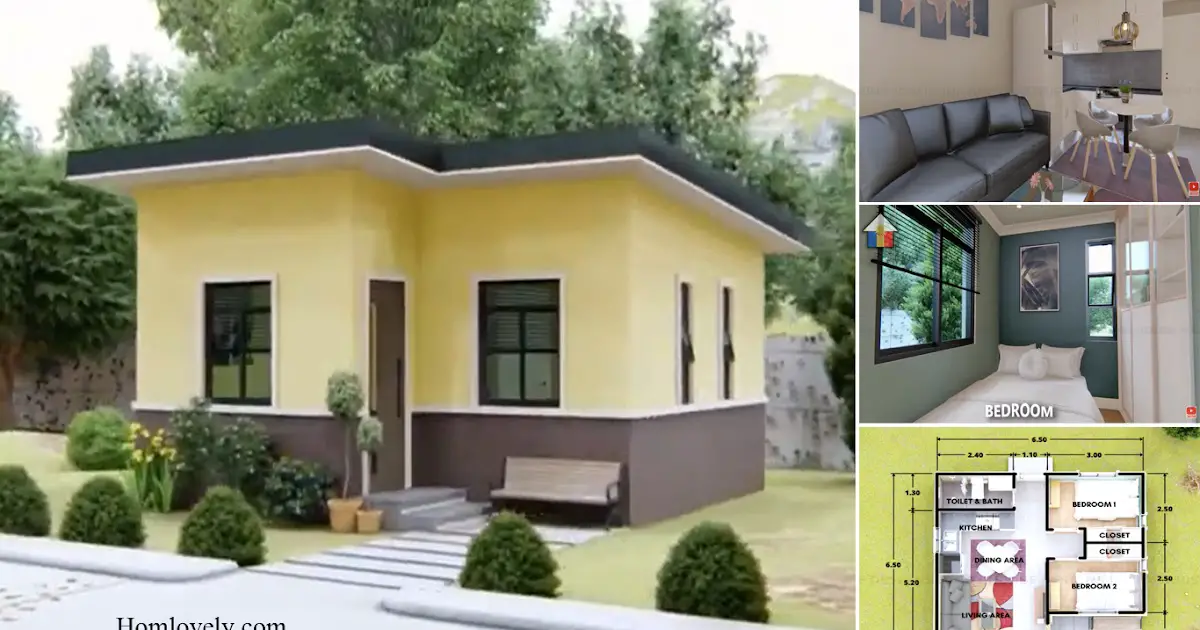 42 SQM Small House Design With 2 Bedroom ~ Homlovely.com