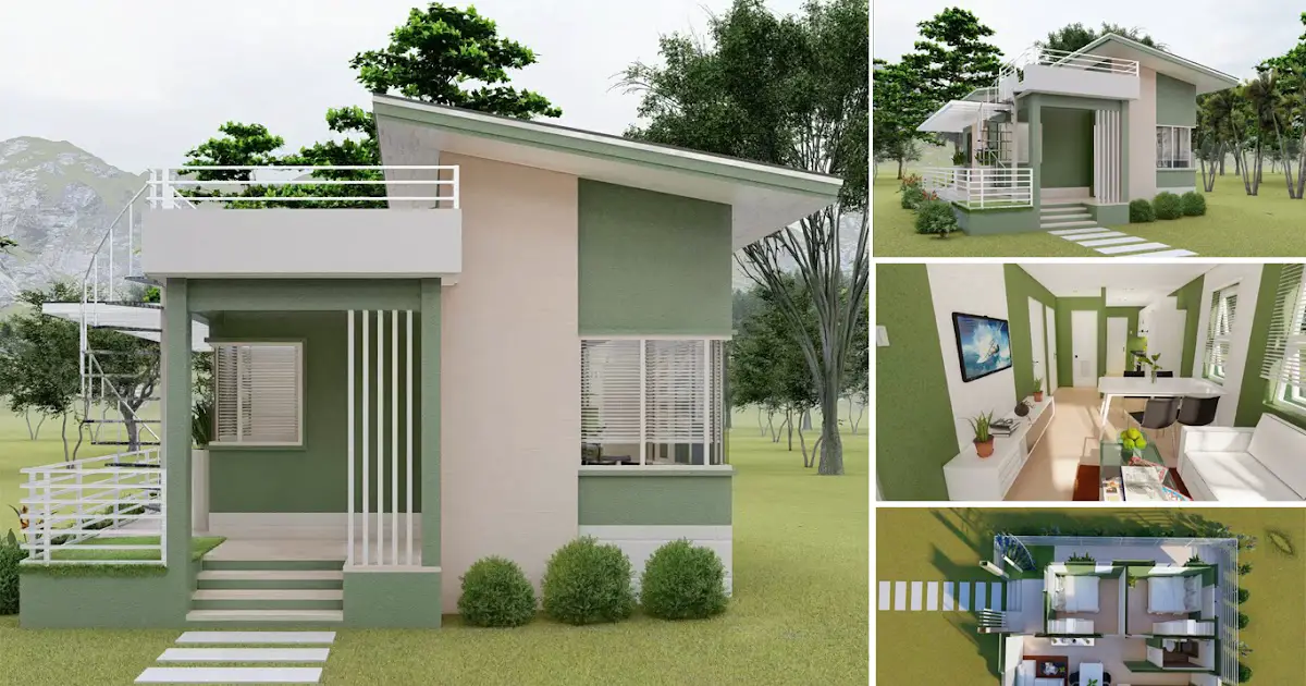 48 sqm Simple House Design with Roof Deck ~ Homlovely.com