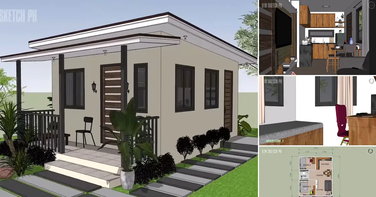 5 x 6 m Simple House Design with 2 Bedrooms ~ Homlovely.com