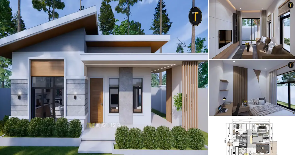 8.4 x 10 M Small House Design With Simple Living + Floor Plan ~ Homlovely.com