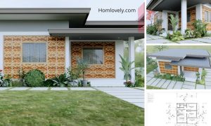 Beautiful 7.5 x 7.5 Meters Half Concrete Half Amakan House Design ~ Homlovely.com