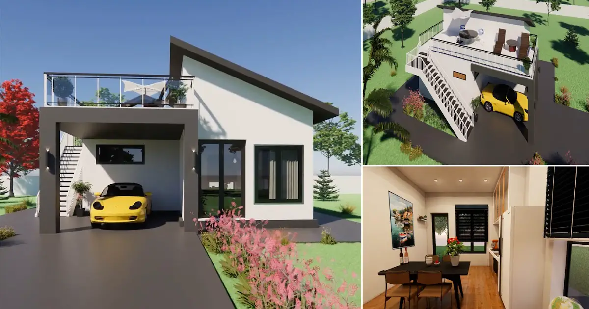 Pretty Small House Design with Roof Deck ~ Homlovely.com