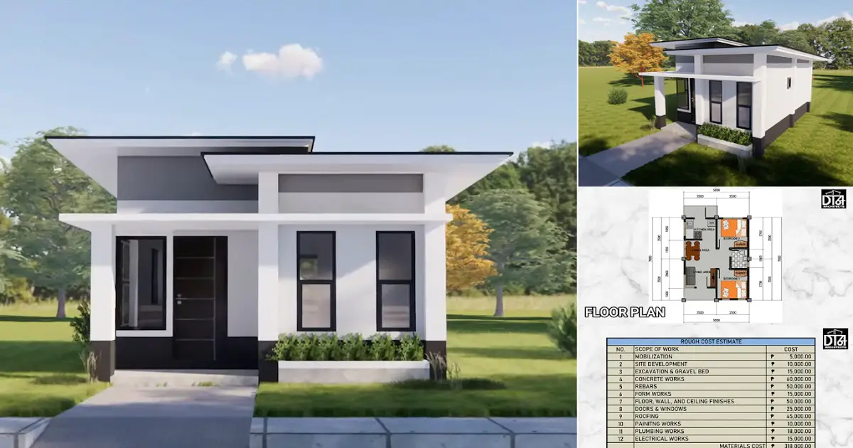 Small (35 sqm) House Design with Estimated Cost ~ Homlovely.com