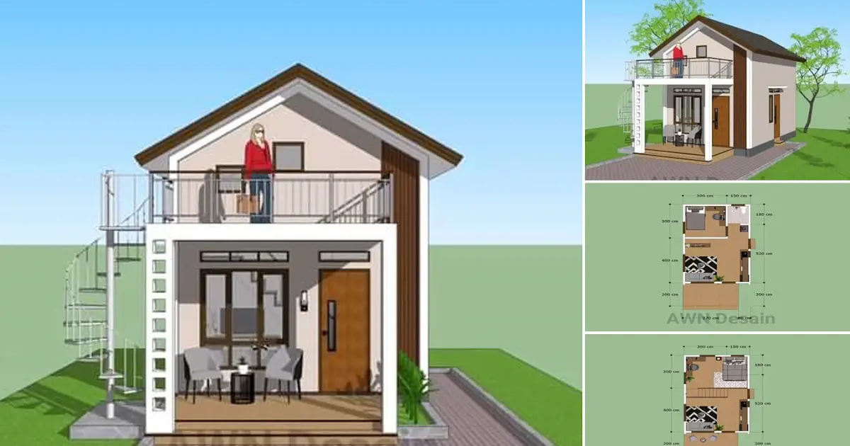 4.5 M x 9 M Two Storey Small House and Details Plan ~ Homlovely.com