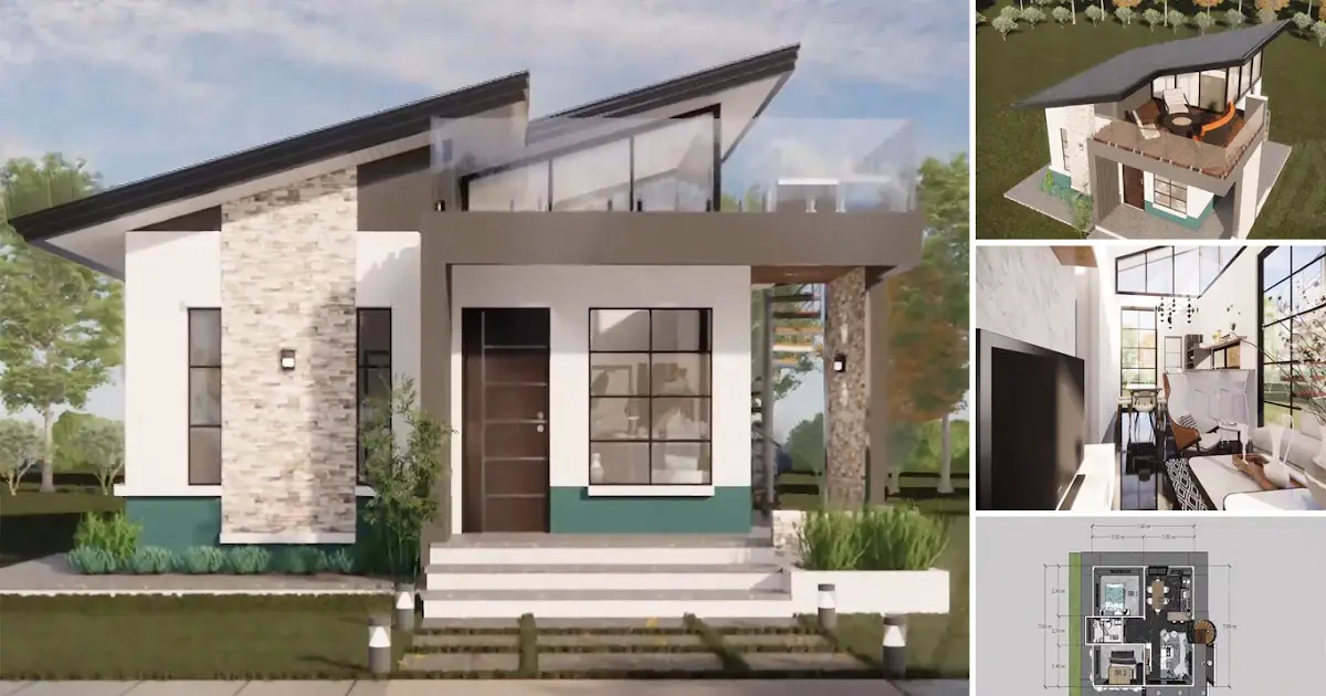 69 sqm Modern House Design with 2 Bedrooms ~ Homlovely.com