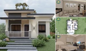 7.5 x 7.5 Meters Small House Design with 2 Bedrooms ~ Homlovely.com