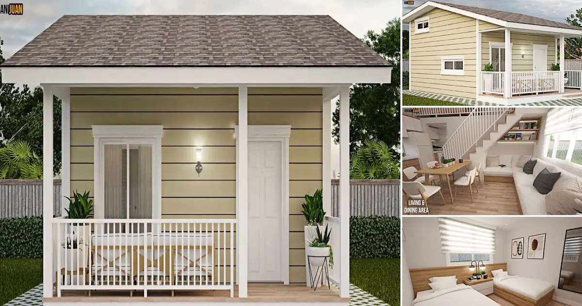 51 sqm Small House Design with Loft ~ Homlovely.com