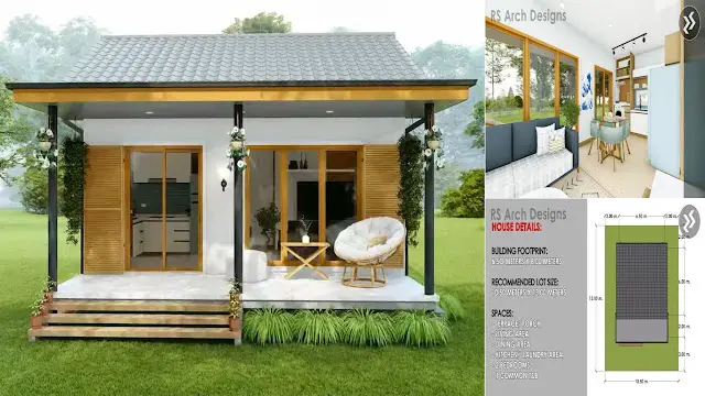 6.5 x 8 Meters Small House Design with 2 Bedroom ~ Homlovely.com