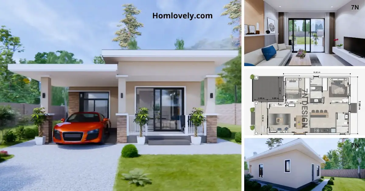 7 x 10 Meter​ Small House with Carport