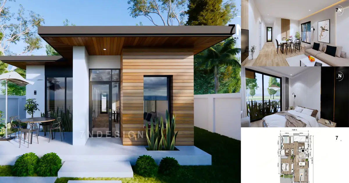 7 x 11 Meters House Design with 2 Bedrooms ~ Homlovely.com