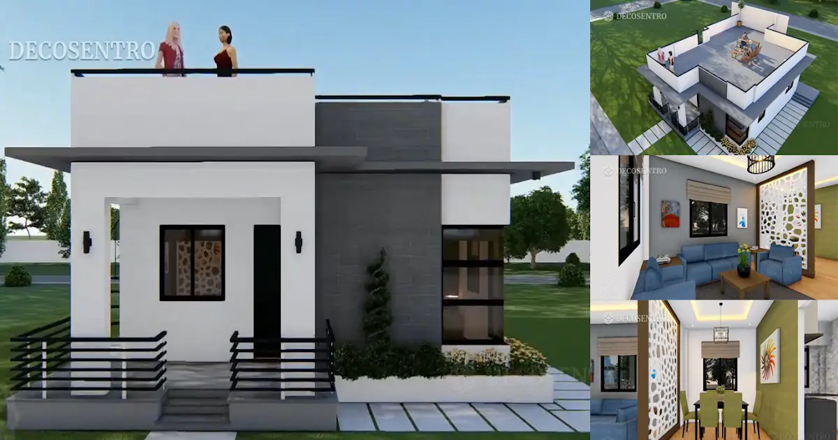 7.5 x 10.6 m Box Type House Design with 2 Bedrooms ~ Homlovely.com