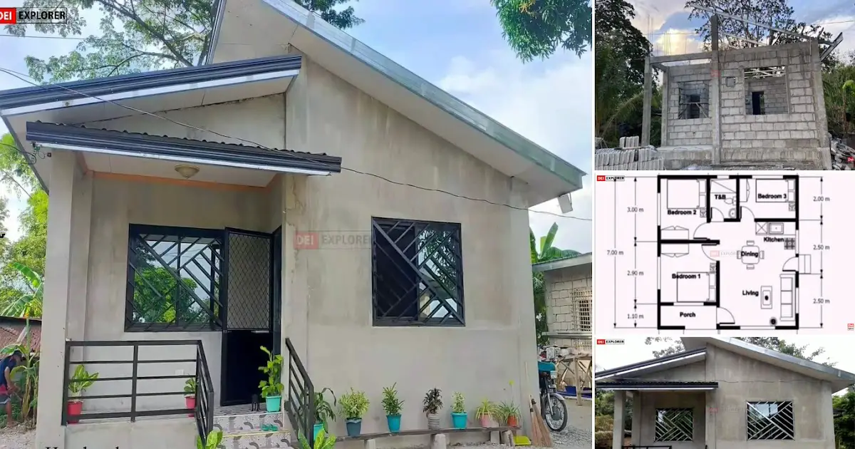 Full Concrete - 62 SQM Small House Design With House Plan ~ Homlovely.com