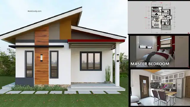 Simple and Small House in 7 x 8 M (3 BEDROOMS) + House Plan ~ Homlovely.com